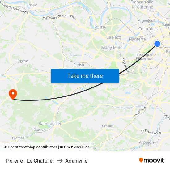 Pereire - Le Chatelier to Adainville map