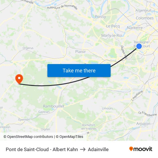 Pont de Saint-Cloud - Albert Kahn to Adainville map