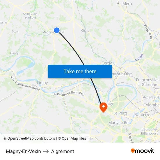 Magny-En-Vexin to Aigremont map