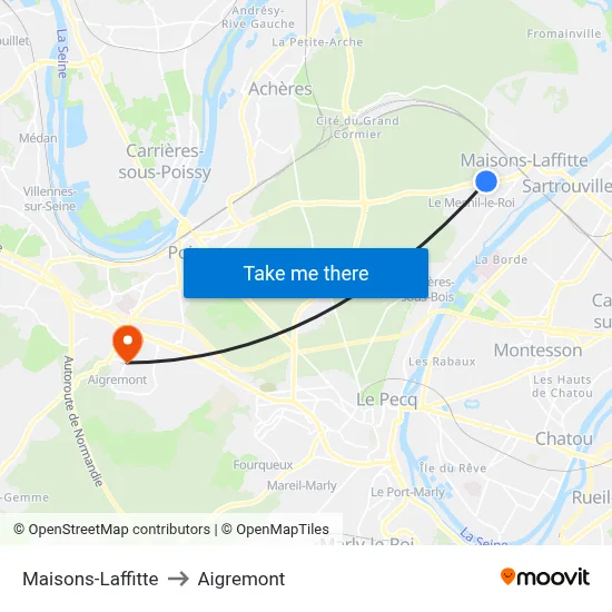 Maisons-Laffitte to Aigremont map