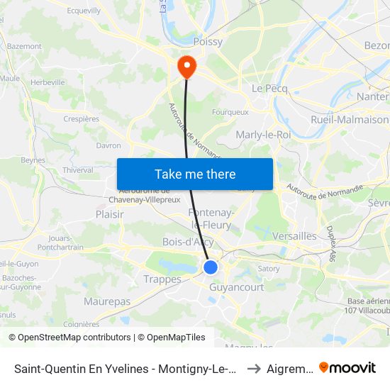 Saint-Quentin En Yvelines - Montigny-Le-Bretonneux to Aigremont map