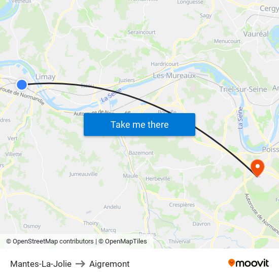 Mantes-La-Jolie to Aigremont map