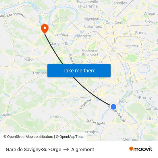 Gare de Savigny-Sur-Orge to Aigremont map