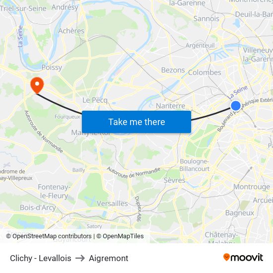 Clichy - Levallois to Aigremont map