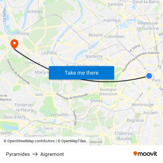 Pyramides to Aigremont map