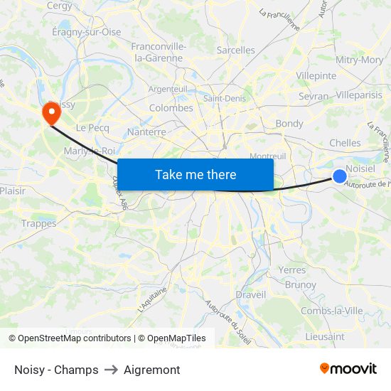 Noisy - Champs to Aigremont map