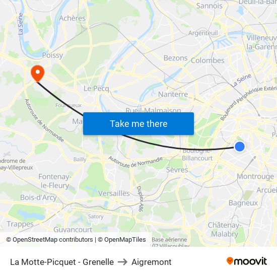 La Motte-Picquet - Grenelle to Aigremont map