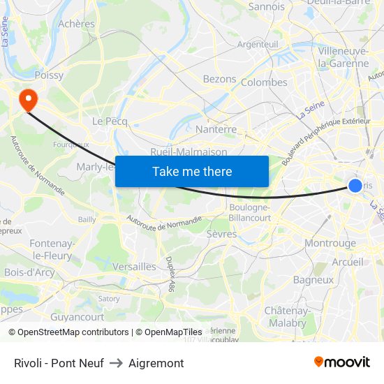 Rivoli - Pont Neuf to Aigremont map