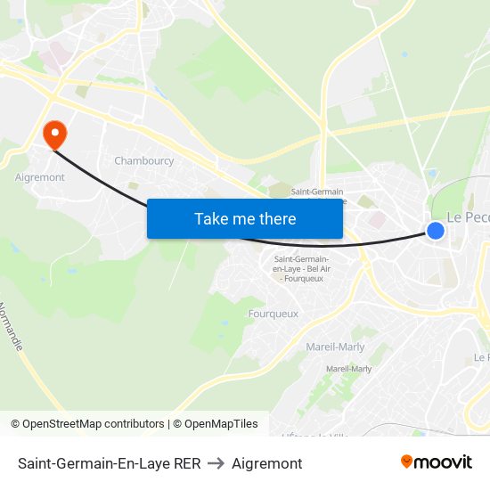 Saint-Germain-En-Laye RER to Aigremont map