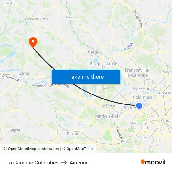 La Garenne-Colombes to Aincourt map