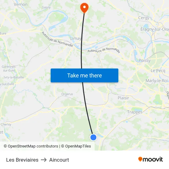 Les Breviaires to Aincourt map