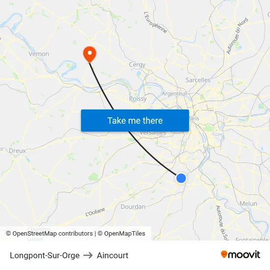 Longpont-Sur-Orge to Aincourt map