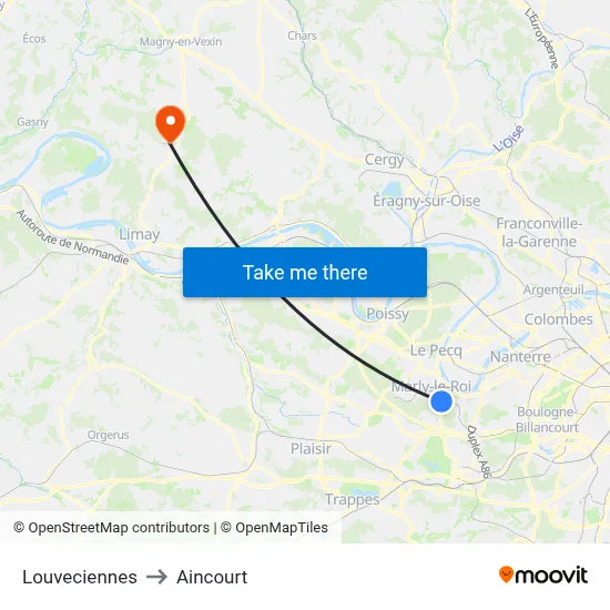 Louveciennes to Aincourt map