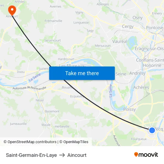 Saint-Germain-En-Laye to Aincourt map