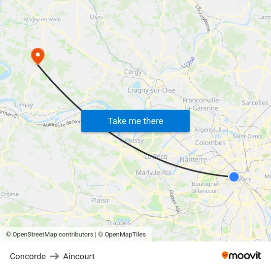 Concorde to Aincourt map
