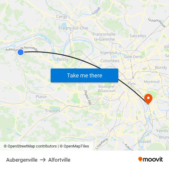 Aubergenville to Alfortville map