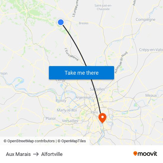 Aux Marais to Alfortville map