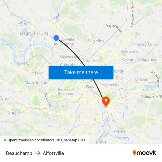 Beauchamp to Alfortville map