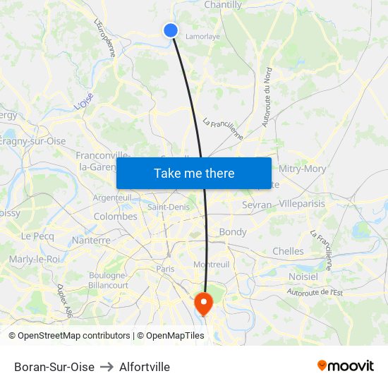 Boran-Sur-Oise to Alfortville map