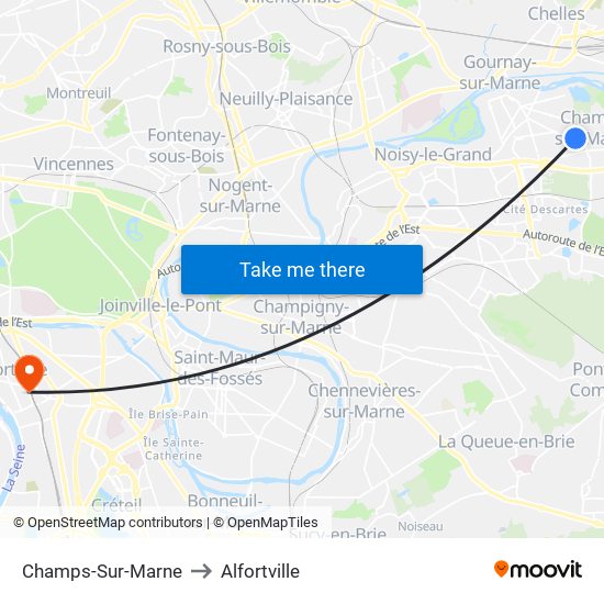 Champs-Sur-Marne to Alfortville map