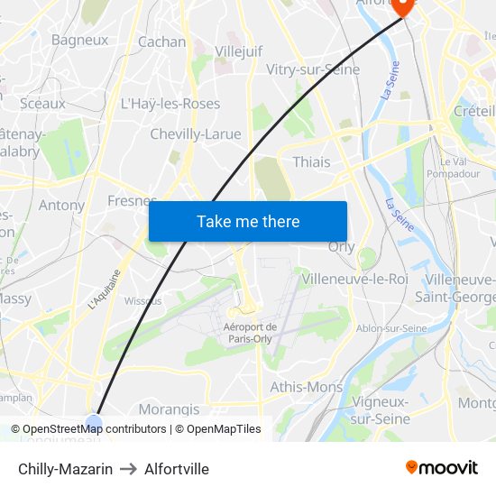 Chilly-Mazarin to Alfortville map