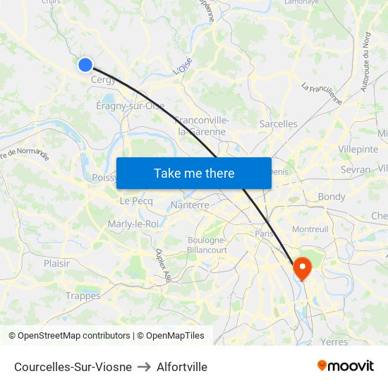 Courcelles-Sur-Viosne to Alfortville map