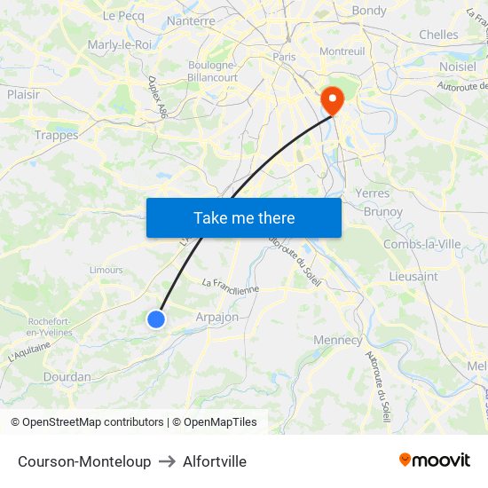Courson-Monteloup to Alfortville map