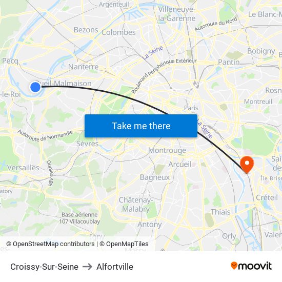 Croissy-Sur-Seine to Alfortville map