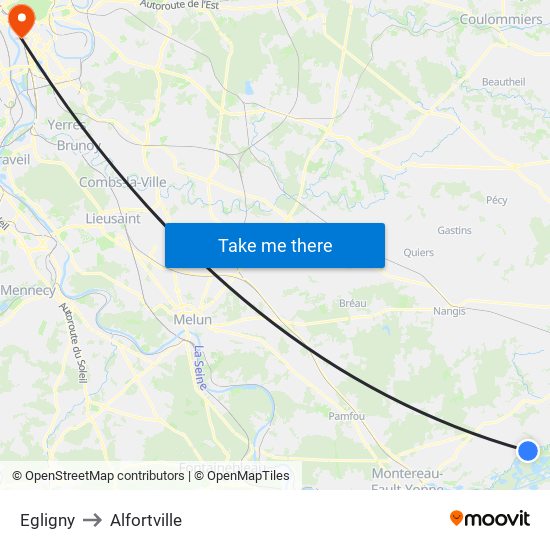 Egligny to Alfortville map