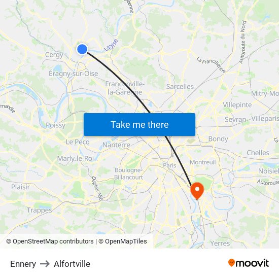 Ennery to Alfortville map