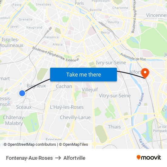 Fontenay-Aux-Roses to Alfortville map