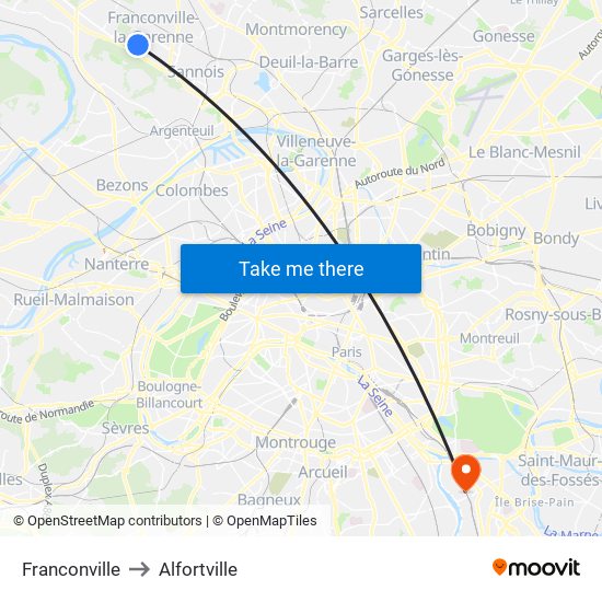 Franconville to Alfortville map