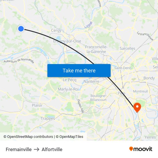 Fremainville to Alfortville map