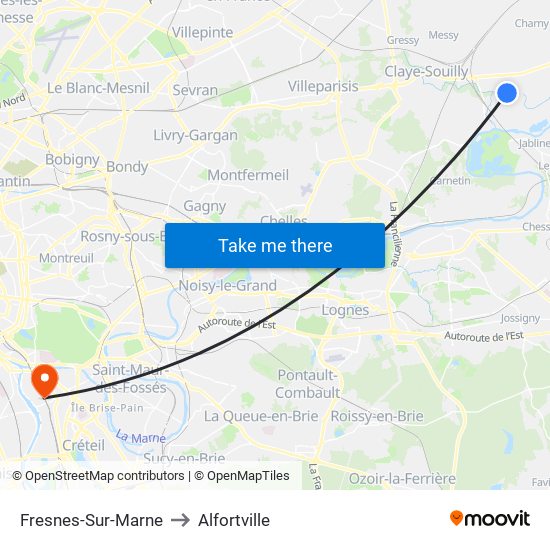 Fresnes-Sur-Marne to Alfortville map