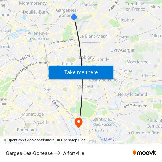 Garges-Les-Gonesse to Alfortville map