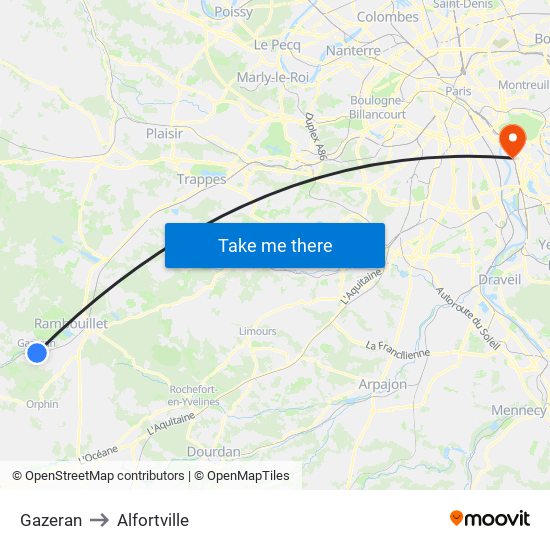 Gazeran to Alfortville map