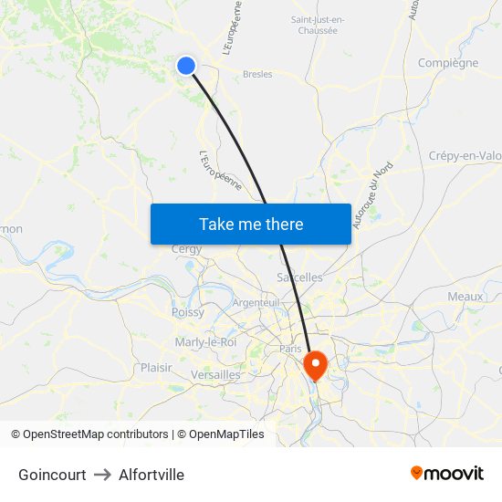 Goincourt to Alfortville map