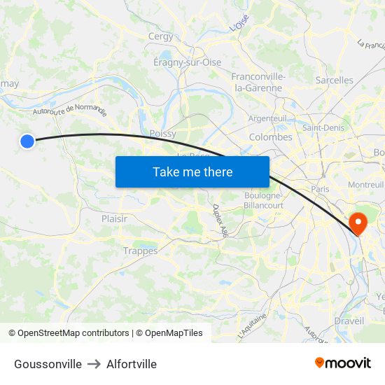 Goussonville to Alfortville map