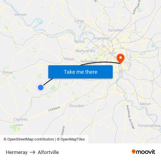 Hermeray to Alfortville map