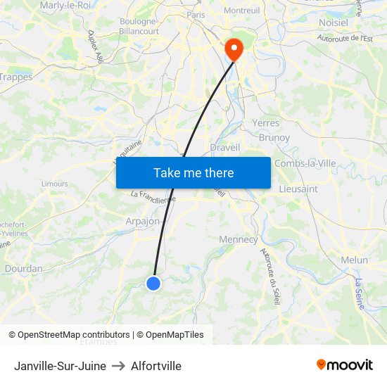 Janville-Sur-Juine to Alfortville map