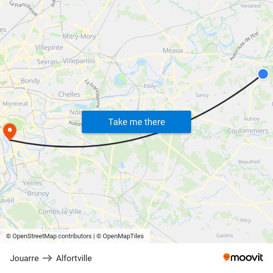 Jouarre to Alfortville map