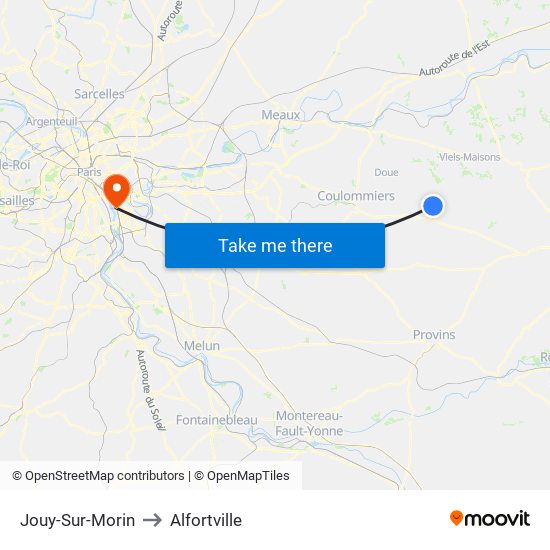 Jouy-Sur-Morin to Alfortville map