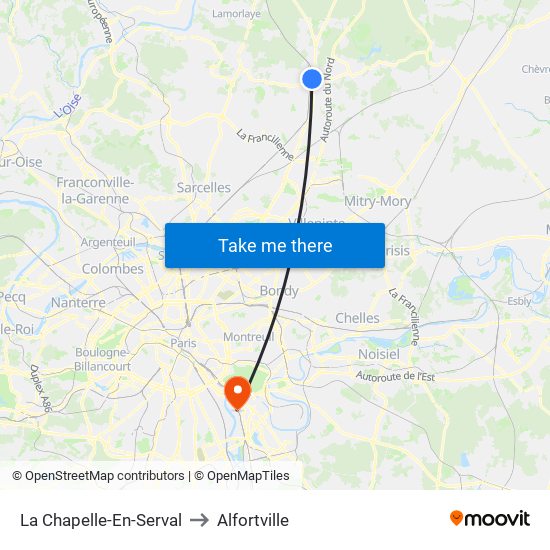 La Chapelle-En-Serval to Alfortville map