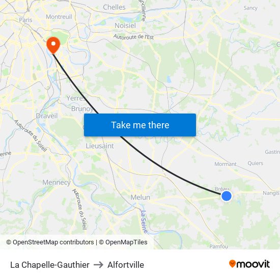 La Chapelle-Gauthier to Alfortville map