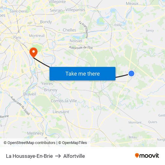 La Houssaye-En-Brie to Alfortville map
