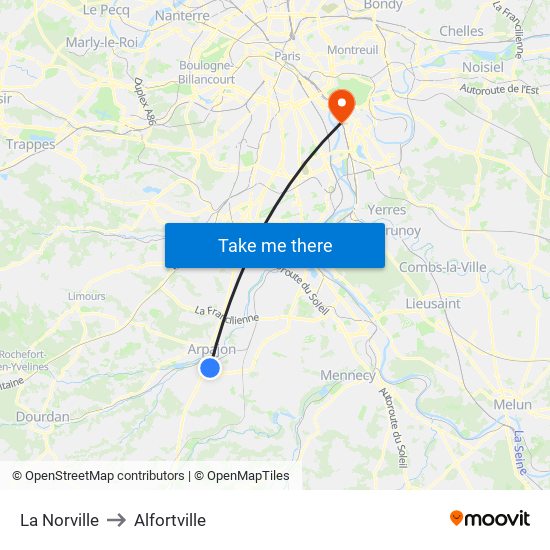 La Norville to Alfortville map