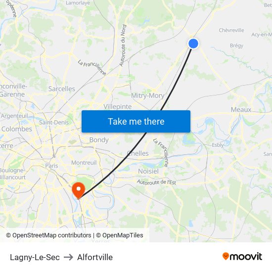 Lagny-Le-Sec to Alfortville map