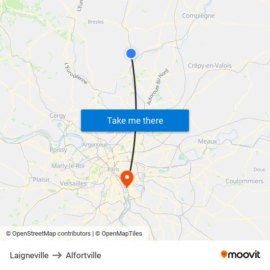 Laigneville to Alfortville map