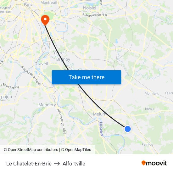 Le Chatelet-En-Brie to Alfortville map