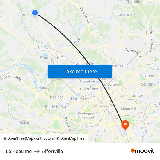 Le Heaulme to Alfortville map